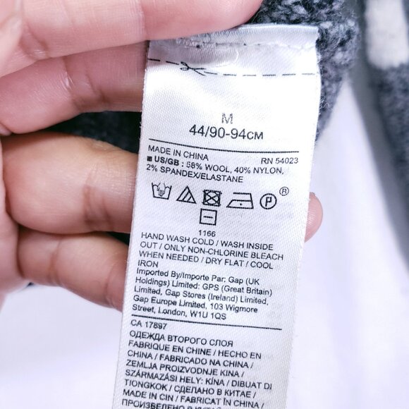 Banana Republic Sweater M Plaid Wool Blend Crewneck Black & White Preppy Y2K - Picture 3 of 16